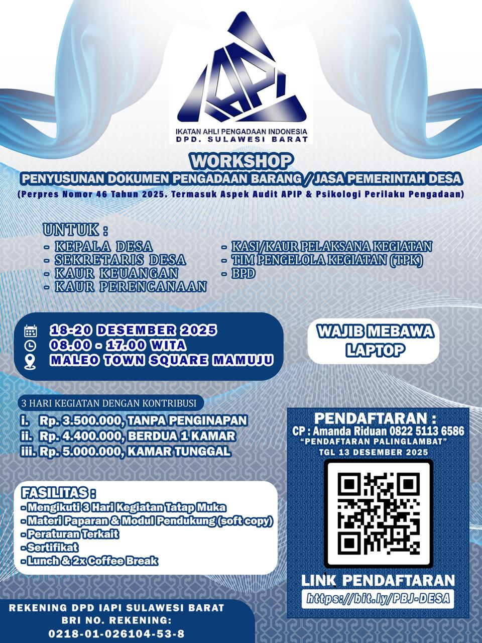 WORKSHOP PENYUSUNAN DOKUMEN PENGADAAN BARANG/ JASA PEMERINTAH DESA